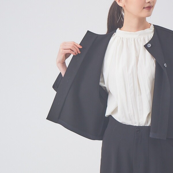 カリテ（qualite）/《セットアップ対応》ダブルクロスクロプドシャツジャケット【セージグリーン】