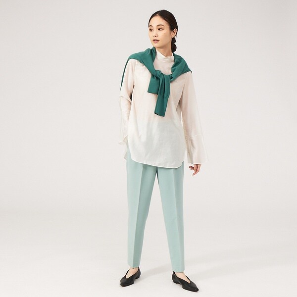 カリテ（qualite）/《セットアップ対応》ダブルクロスハイウエストテーパード【セージグリーン】