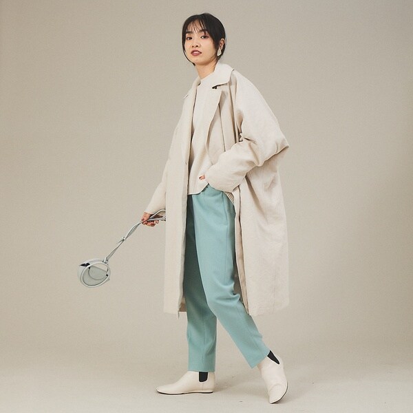 カリテ（qualite）/《セットアップ対応》ダブルクロスハイウエストテーパード【セージグリーン】