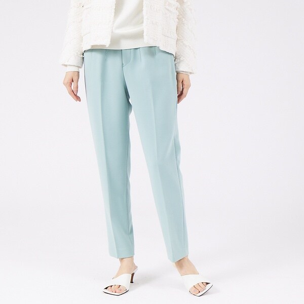 カリテ（qualite）/《セットアップ対応》ダブルクロスハイウエストテーパード【セージグリーン】