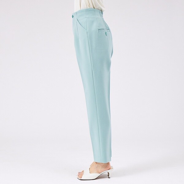 カリテ（qualite）/《セットアップ対応》ダブルクロスハイウエストテーパード【セージグリーン】