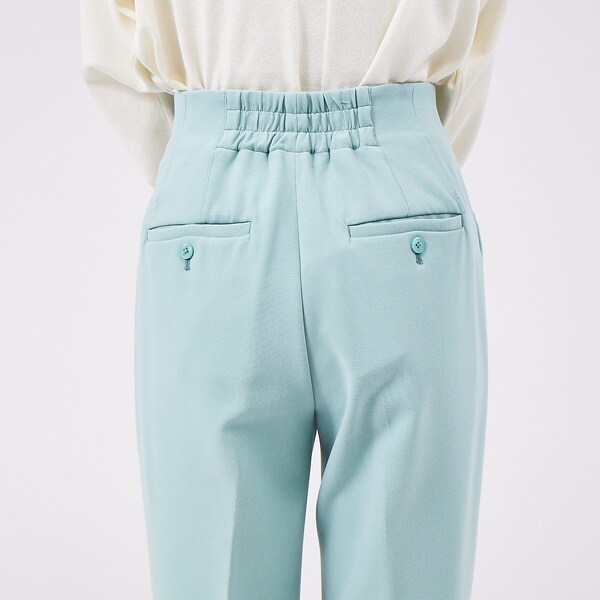 カリテ（qualite）/《セットアップ対応》ダブルクロスハイウエストテーパード【セージグリーン】