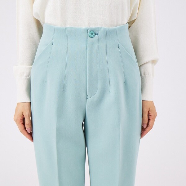 カリテ（qualite）/《セットアップ対応》ダブルクロスハイウエストテーパード【セージグリーン】