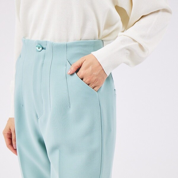 カリテ（qualite）/《セットアップ対応》ダブルクロスハイウエストテーパード【セージグリーン】