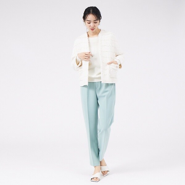 カリテ（qualite）/《セットアップ対応》ダブルクロスハイウエストテーパード【セージグリーン】