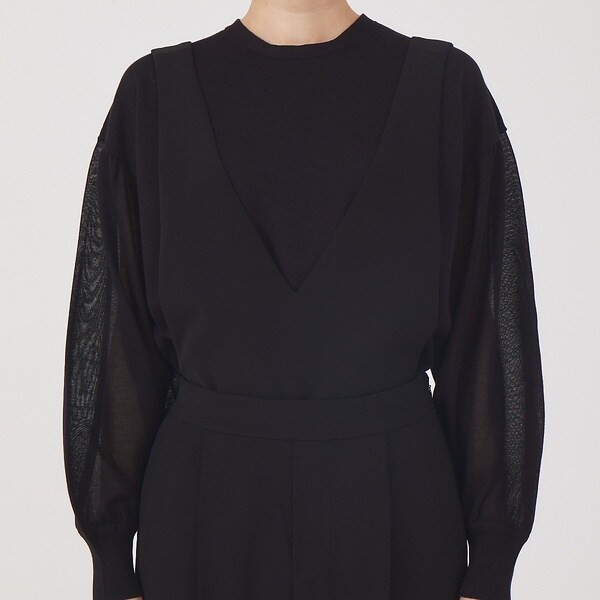 カリテ（qualite）/《セットアップ対応》サロペット付センタープレスパンツ