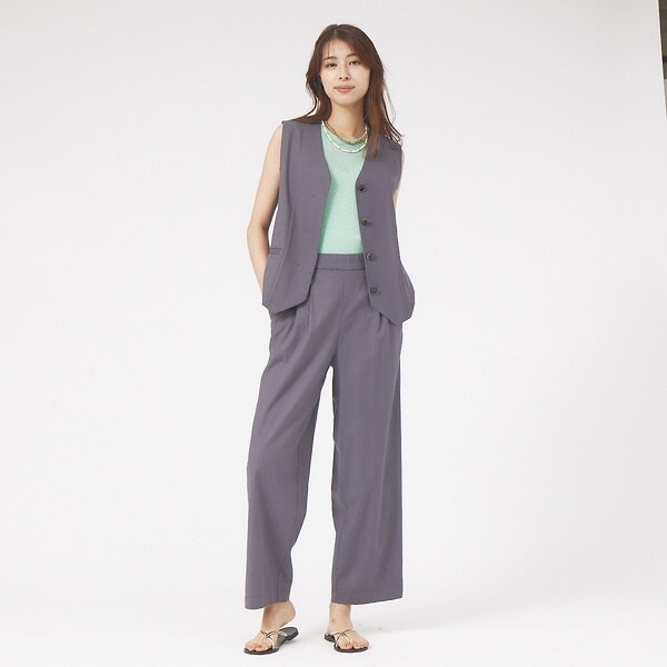 カリテ（qualite）/《セットアップ対応》ブライトリネンワイドパンツ