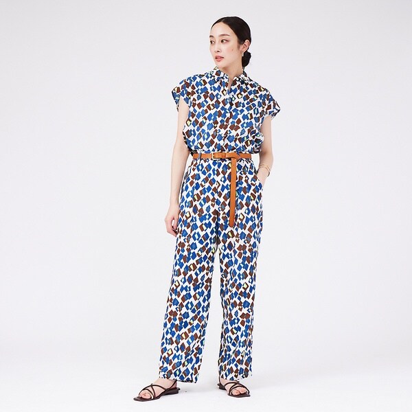 カリテ（qualite）/《セットアップ対応》スパンボイルダイヤプリントパンツ