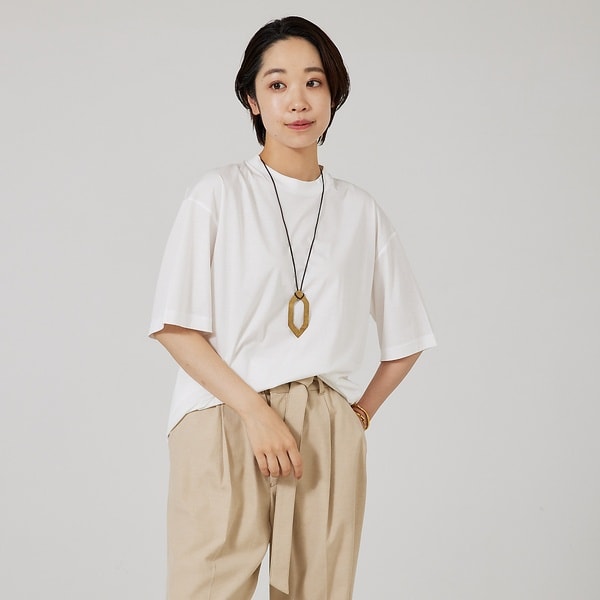 カリテ（qualite）/【three dots】シルキーペーパーコットンT