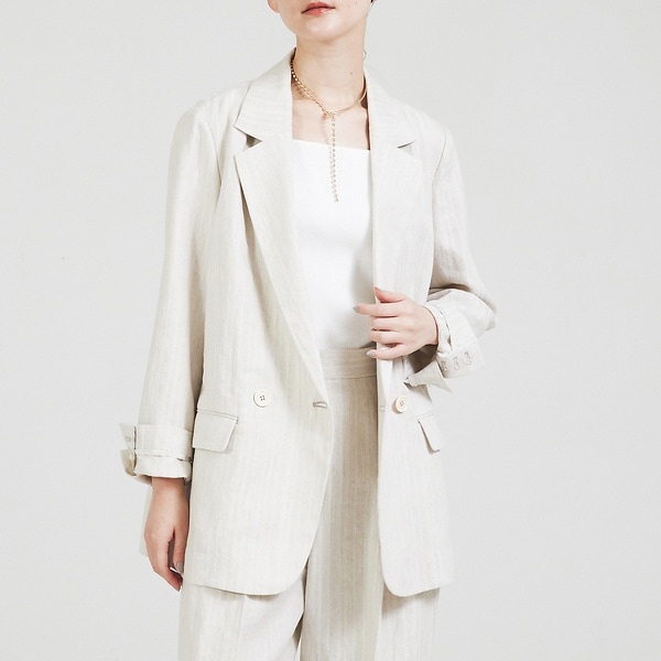 カリテ（qualite）/【セットアップ対応】ランダムヘリンボーンリネンジャケット