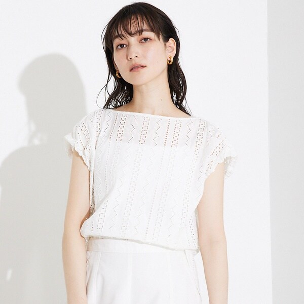 カリテ（qualite）/オーバーレースパフブラウス【予約】の通販は
