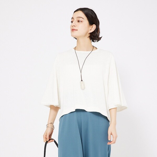 カリテ（qualite）/フレアスリーブギマコットンニット