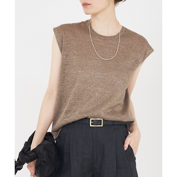 カリテ（qualite）/【大人の上品なシアー】ラメクルーネックニット