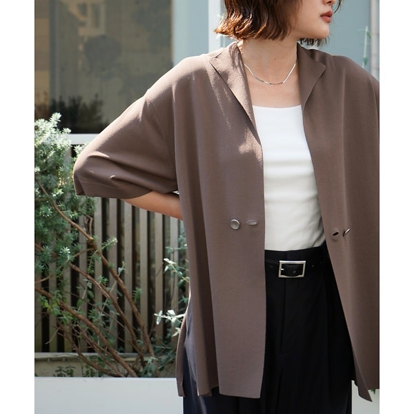 カリテ（qualite）/【セットアップ対応】接触冷感/レーヨンナイロンニットジャケット