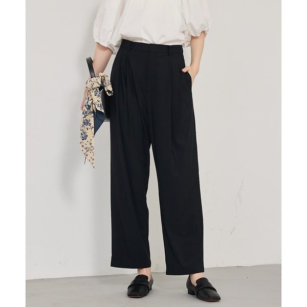 カリテ（qualite）/【接触冷感＆UV】クールトリコットタックパンツ