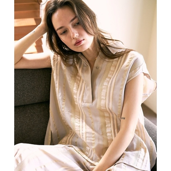 カリテ（qualite）/【セットアップ対応】キュプラストライプスキッパーシャツ