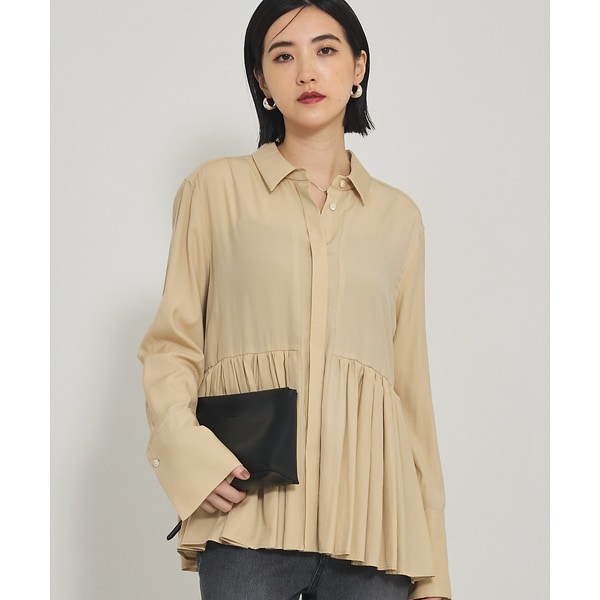 カリテ（qualite）/ギャザータック切り替えシャツ