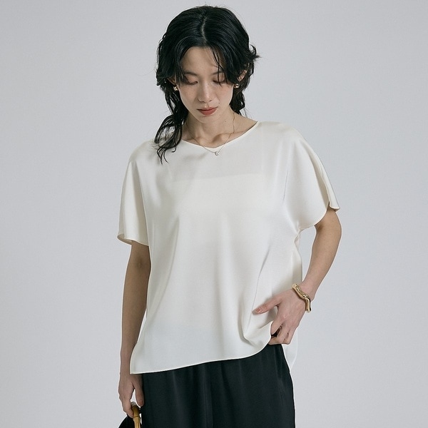 カリテ（qualite）/【接触冷感＆吸水速乾】新色入荷！クールサテンブラウス/セットアップ対応