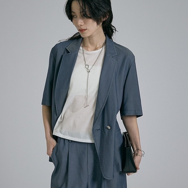 カリテ（qualite）/【接触冷感・セットアップ対応】ライトデニムハーフスリーブジャケット