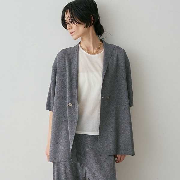カリテ（qualite）/【接触冷感・セットアップ対応】レーヨンストレッチニットジャケット【予約】_1