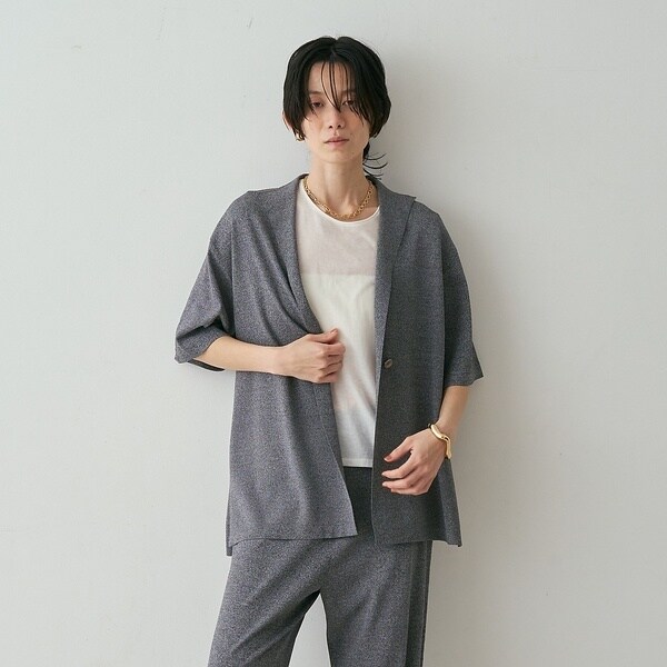 カリテ（qualite）/【接触冷感・セットアップ対応】レーヨンストレッチニットジャケット【予約】_3