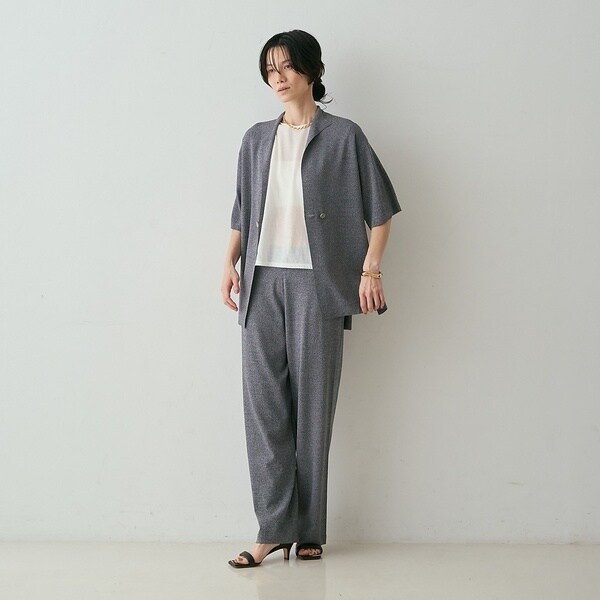 カリテ（qualite）/【接触冷感・セットアップ対応】レーヨンストレッチニットジャケット【予約】_9
