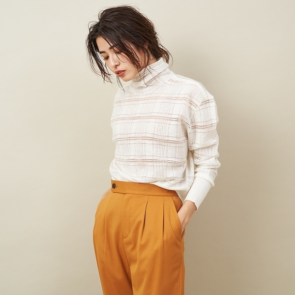 カリテ（qualite）/チェックモヘアニットプルオーバー