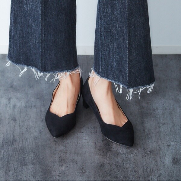 【PICHE ABAHOUSE】最高パンプス　fluffy fit ブラック×パイソン PICHE ABAHOUSE】最高パンプス fluffy fit ブラック×パイソン