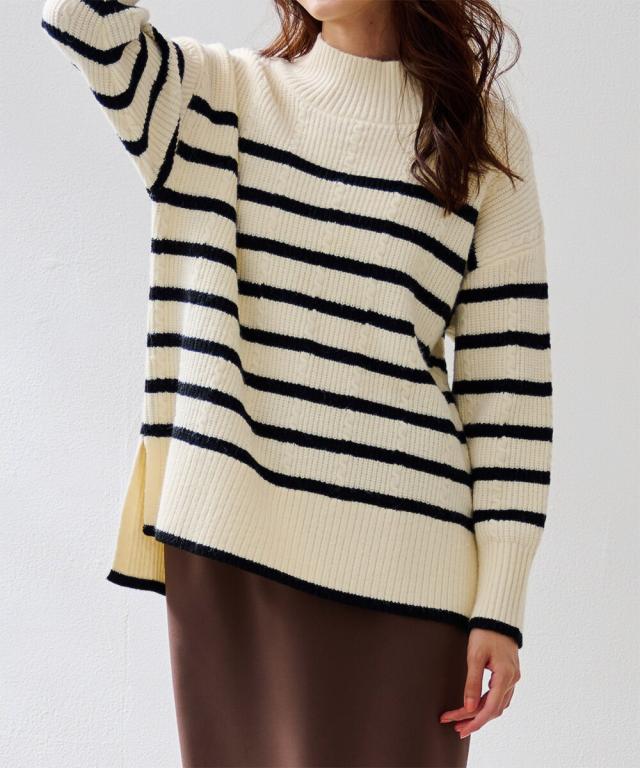 ラナン（Ranan）/ハイネックボーダーニット 5,510円