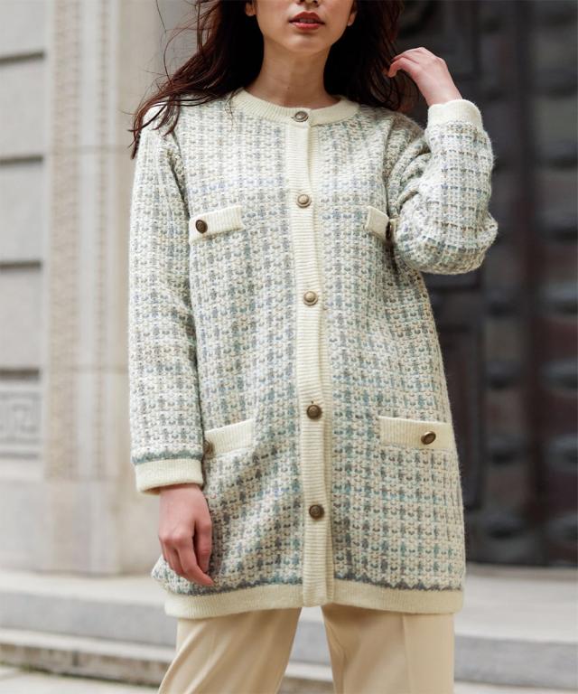 ラナン（Ranan）/あったか裏地付ツイード調ニットアウター