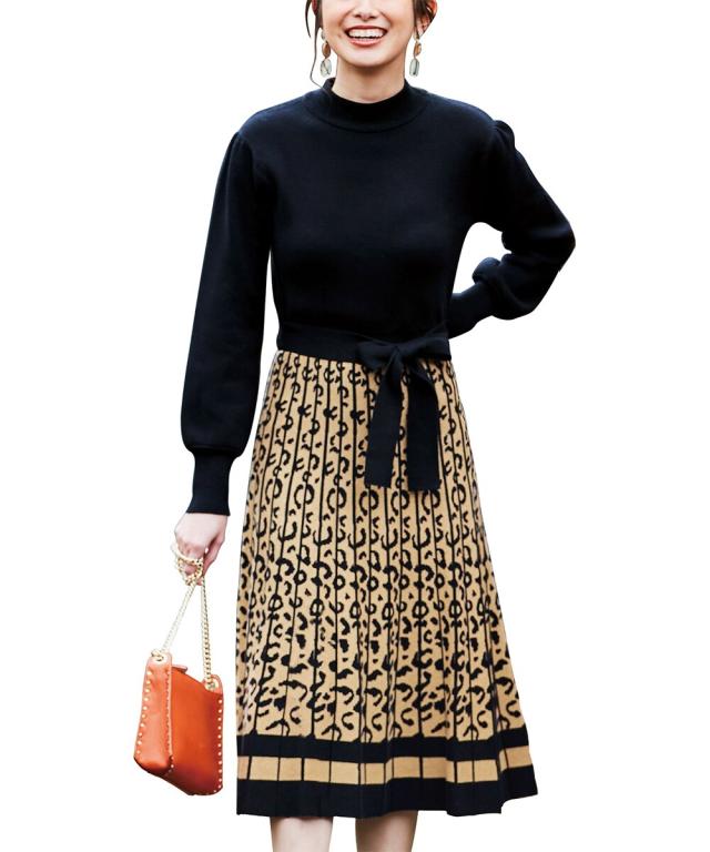 lanan select レオパードワンピース lanan select レオパードワンピース