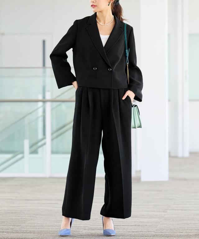 ラナン（Ranan）/【2点セット】洗える！ショートジャケット&ハイウエストワイドパンツセットスーツの通販は 14,527円