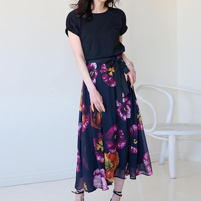 ラナン（Ranan）/パンジー柄ドッキングワンピース