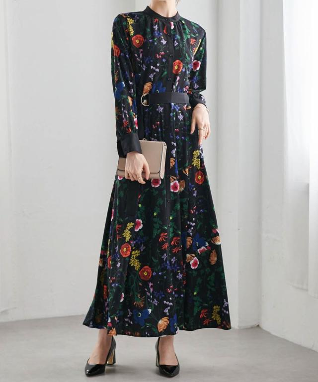 ラナン（Ranan）/配色ボタニカルシャツワンピース