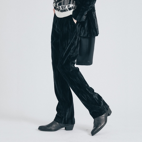 5351プール・オム（5351POUR LES HOMMES）/【セットアップ対応】プリーツ ベルベット フレア スラックスパンツ