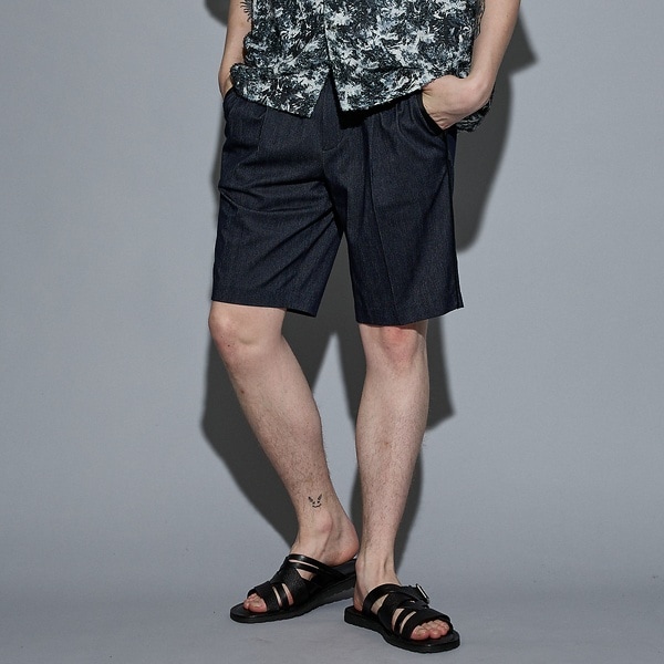 5351プール・オム（5351POUR LES HOMMES）/【デニムライク】シャンブレー スラックス ショートパンツ