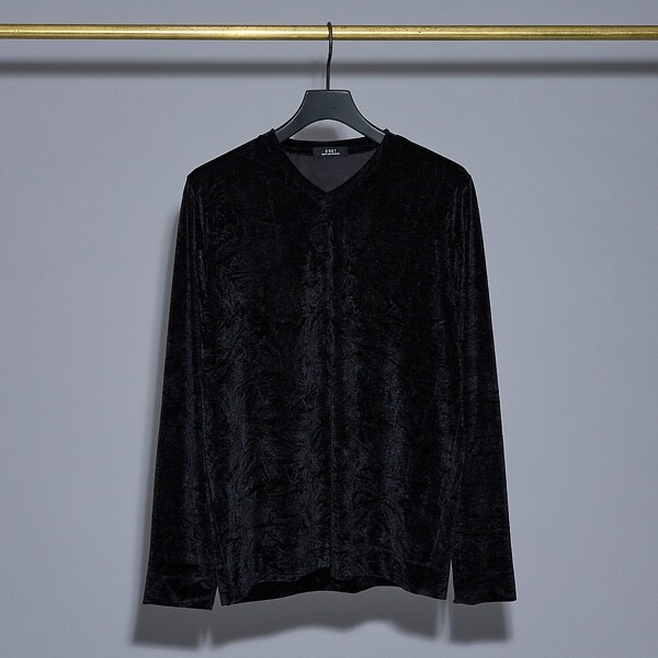 5351プール・オム（5351POUR LES HOMMES）/クラッシュベロア Vネック 長袖Tシャツ 5351プール・オム（5351POUR LES HOMMES）/クラッシュベロア Vネック