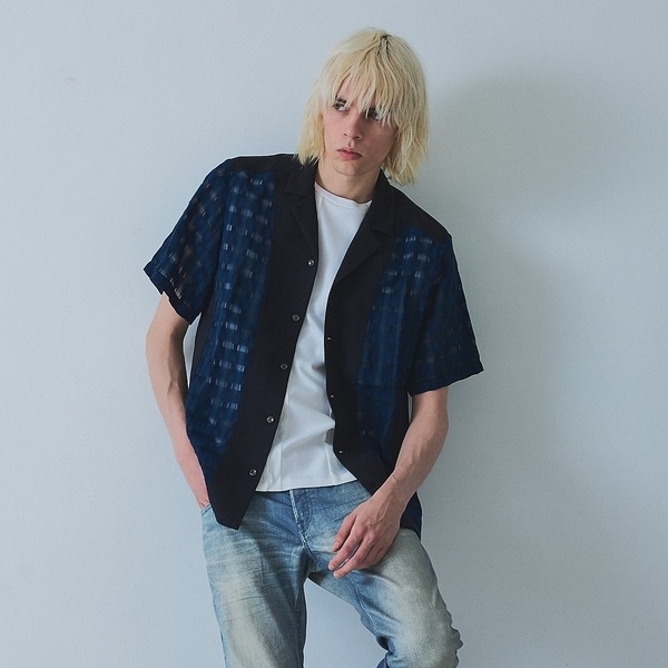 5351プール・オム（5351POUR LES HOMMES）/【コンビネーション】シアー チェック 半袖シャツ
