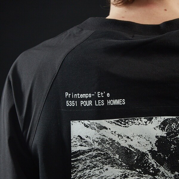 5351プール・オム（5351POUR LES HOMMES）/マウンテンプリント 裏毛×ニットコンビ プルオーバー_5