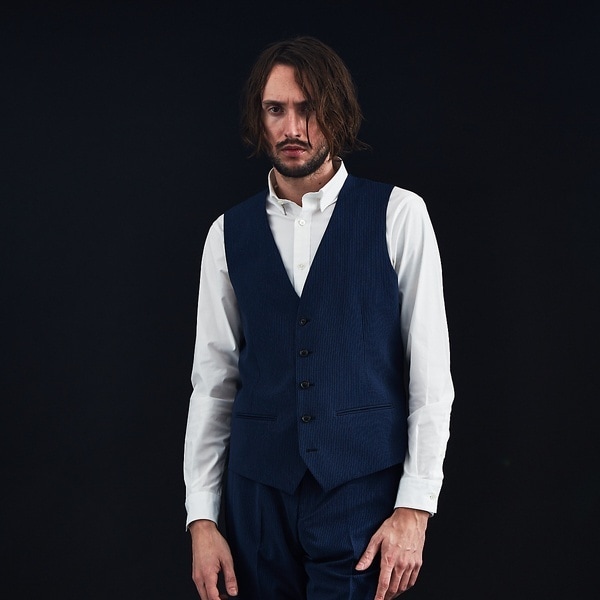 5351プール・オム（5351POUR LES HOMMES）/【セットアップ対応】トラベストストライプセットアップジレ