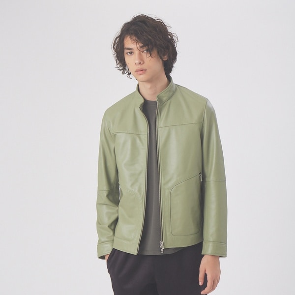 アバハウス（ABAHOUSE）/ラムレザー スタンドカラー ブルゾンの通販は