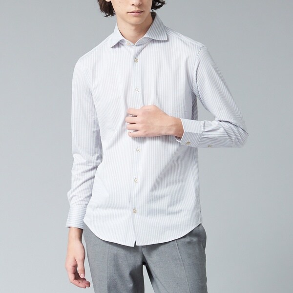 アバハウス（ABAHOUSE）/COOL CAMICIE 接触冷感 ストライプ シャツ