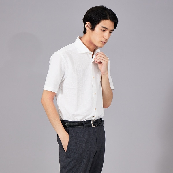 アバハウス（ABAHOUSE）/クールテックス シアサッカー ストライプ 半袖シャツ