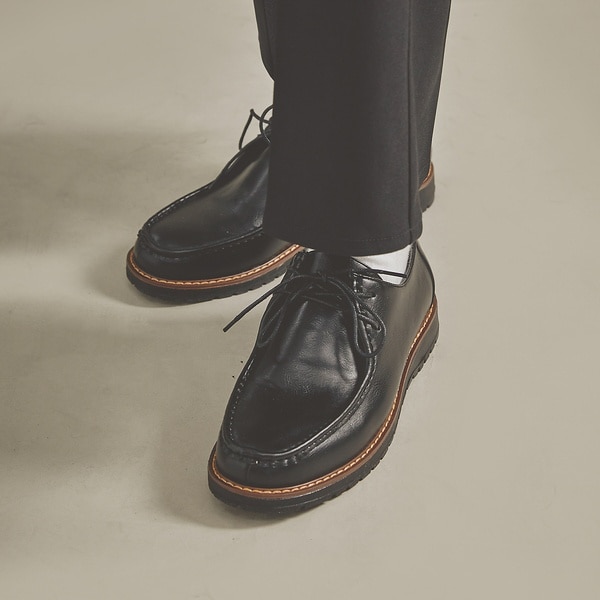 アバハウス（ABAHOUSE）/ブラックレザー タンクソールシリーズ【プレーントゥ  /   Uチップオックスフ