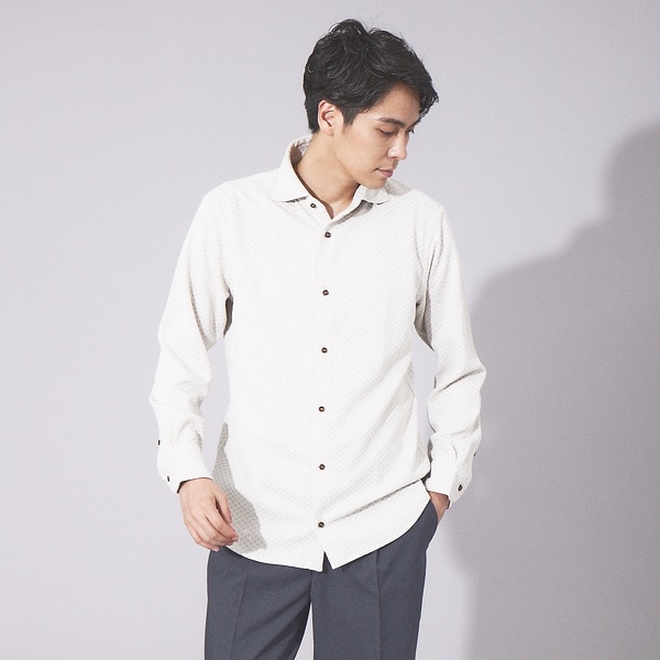 アバハウス（ABAHOUSE）/【FLEX SHIRTS】ダイヤ柄 フクレジャカード シャツ_1