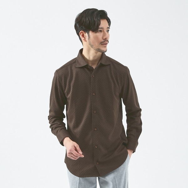 アバハウス（ABAHOUSE）/【FLEX SHIRTS】ダイヤ柄 フクレジャカード シャツ_4