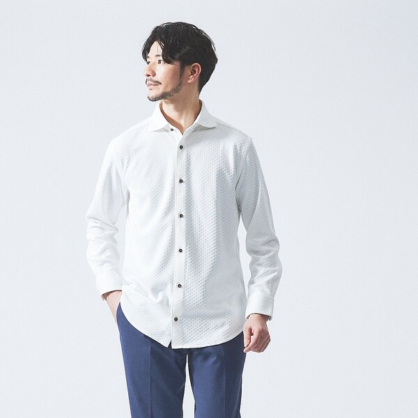 アバハウス（ABAHOUSE）/【FLEX SHIRTS】ダイヤ柄 フクレジャカード シャツ_6