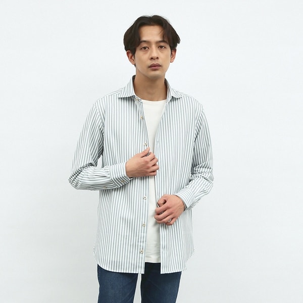 アバハウス（ABAHOUSE）/【FLEX SHIRTS】マルチストレッチ ストライプ ジャージーシャツ_1