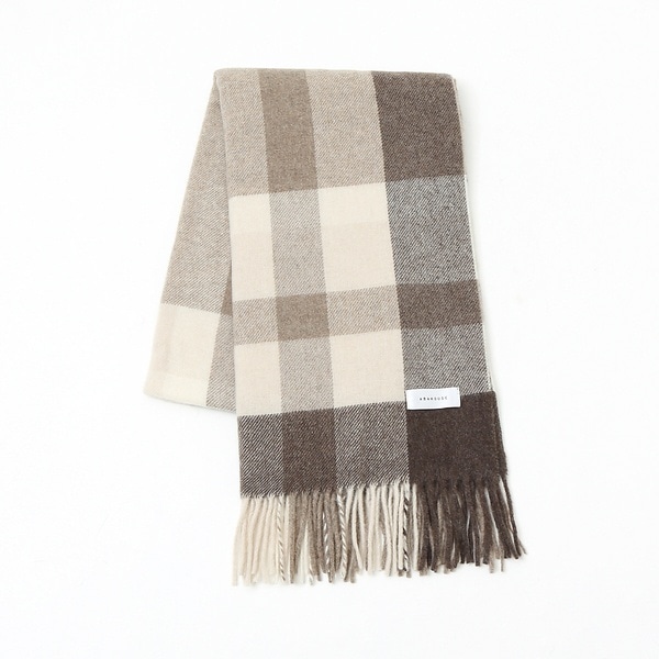 アバハウス（ABAHOUSE）/イタリア製 ウール×カシミヤ チェック柄 マフラー 50×190