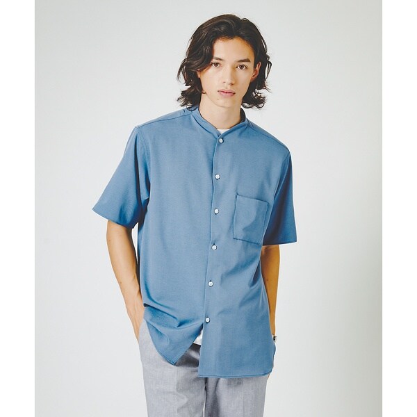 アバハウス（ABAHOUSE）/【変形衿】カラーレス 半袖 シャツ